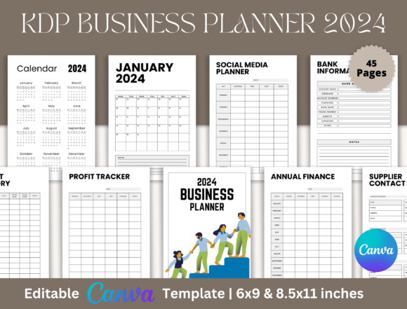 Download Editable Canva Business Planner for KDP - Canva business Collection