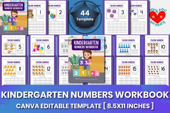 Download KINDERGARTEN NUMBERS WORKBOOK CANVA KDP - Kindergarten numbers Collection