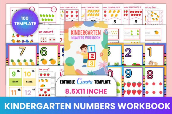 Download Kindergarten Numbers Workbook Canva - Kindergarten numbers Collection